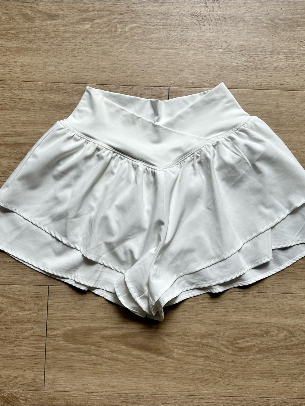 High-Waist White Ruffle Women's Shorts